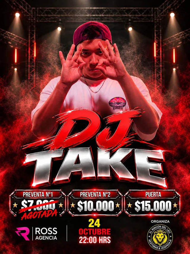 Afiche de DJ Take en Queule Party
